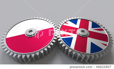 Flags of Poland and The United Kingdom on meshing gears. International cooperation conceptual 3D Flags of Poland and The United Kingdom on meshing gears. International cooperation conceptual 3D 48820907