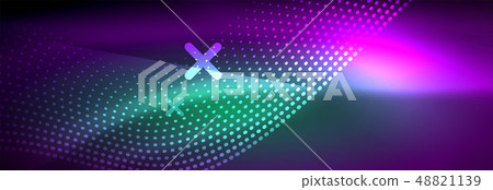 Glowing abstract wave on dark, shiny motion, magic space light. Vector techno abstract background Glowing abstract wave on dark, shiny motion, magic space light. Vector techno abstract background 48821139