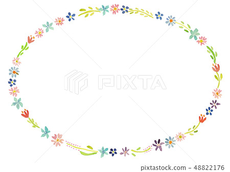 Flower frame oval watercolor 48822176