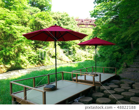 Tsurusenkei河底和紅色禁令傘(Ayatori橋) Tsurusenkei河底和紅色禁令傘(Ayatori橋) 48822188