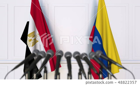 Flags of Egypt and Colombia at international meeting or conference. 3D rendering 48822357