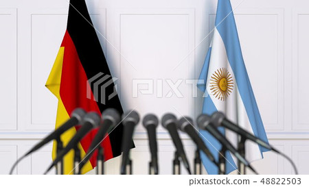 Flags of Germany and Argentina at international meeting or conference. 3D rendering Flags of Germany and Argentina at international meeting or conference. 3D rendering 48822503