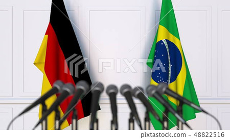 Flags of Germany and Brazil at international meeting or conference. 3D rendering Flags of Germany and Brazil at international meeting or conference. 3D rendering 48822516