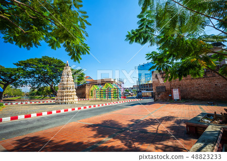 Chiang Mai Gate old city ancient wall and moat Chiang Mai Gate old city ancient wall and moat 48823233