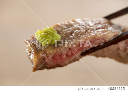 Loin steak with chopped wasabi Loin steak with chopped wasabi 48824615