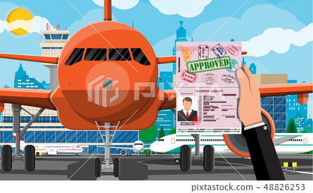 Plane before takeoff Plane before takeoff 48826253