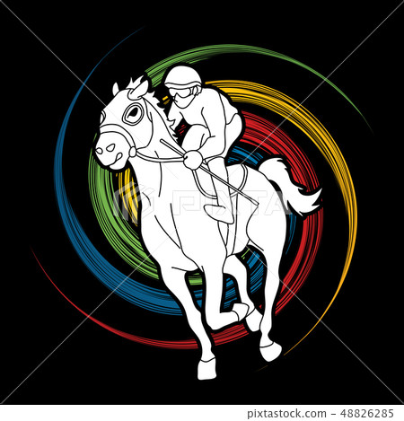 Horse racing ,Horse with jockey graphic vector. Horse racing ,Horse with jockey graphic vector. 48826285