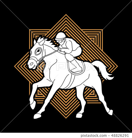 Horse racing ,Horse with jockey graphic vector. 48826291