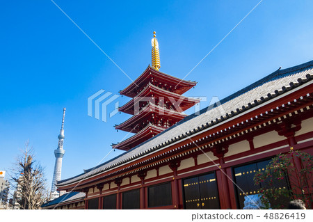 [Tokyo] Senso-ji Temple Five-storied pagoda and Sky Tree 48826419