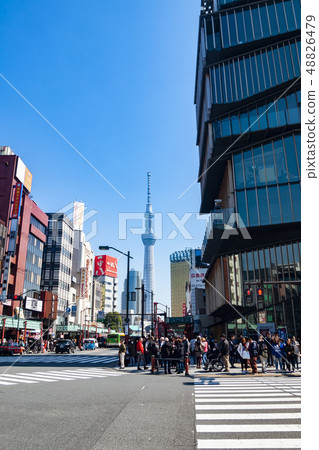 [東京]從Kaminarimon前面的淺草天空樹 48826479