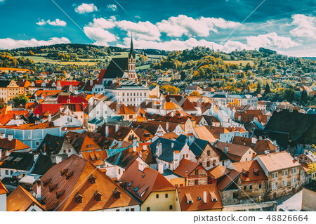 St. Vitus Church and cityscape Cesky Krumlov, Czech republic 48826664