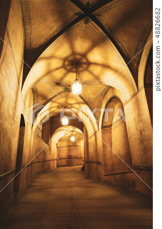 Hall in castle in Cesky Krumlov, Czech republic. UNESCO World Heritage Site Hall in castle in Cesky Krumlov, Czech republic. UNESCO World Heritage Site 48826682