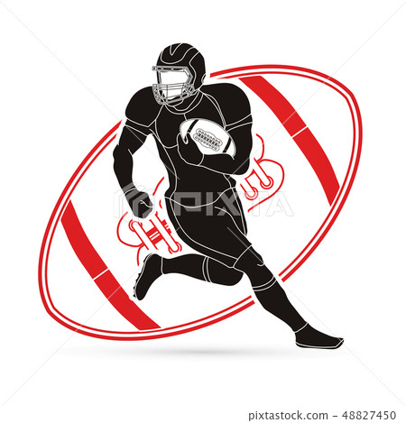 American football player action graphic vector. American football player action graphic vector. 48827450