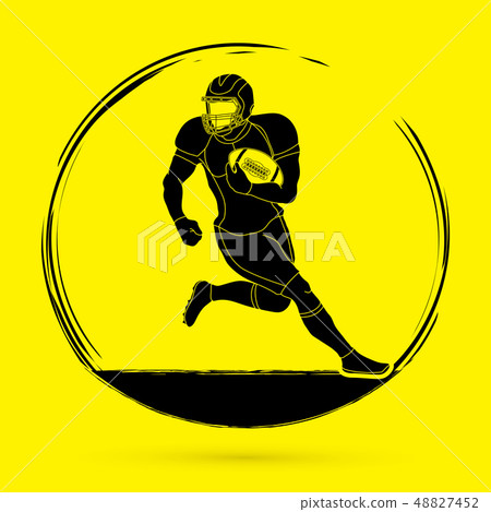 American football player action graphic vector. American football player action graphic vector. 48827452
