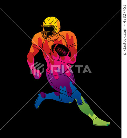 American football player action graphic vector. 48827453