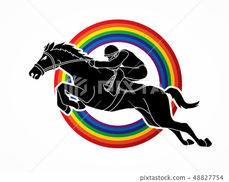 Jockey riding horse, hose racing graphic vector Jockey riding horse, hose racing graphic vector 48827754