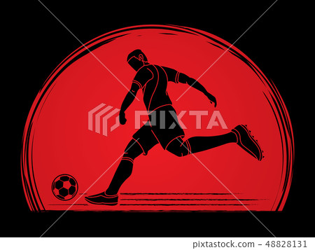 Soccer player shooting a ball action vector 48828131