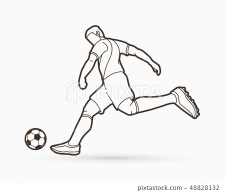 Soccer player shooting a ball action vector Soccer player shooting a ball action vector 48828132