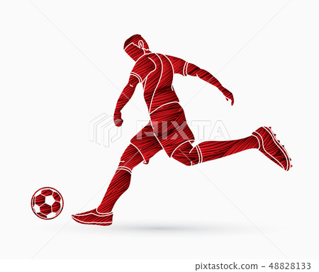 Soccer player shooting a ball action vector Soccer player shooting a ball action vector 48828133