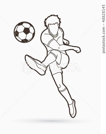 Soccer player shooting a ball action vector Soccer player shooting a ball action vector 48828145