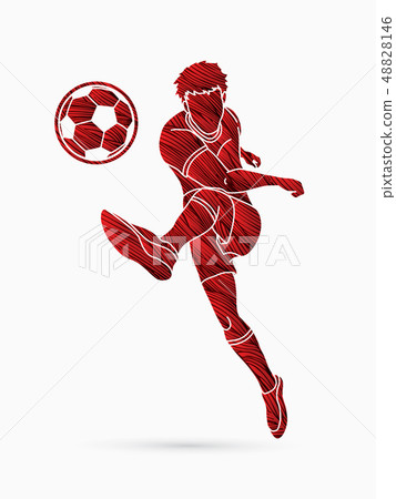 Soccer player head shooting a ball Royalty Free Vector Image