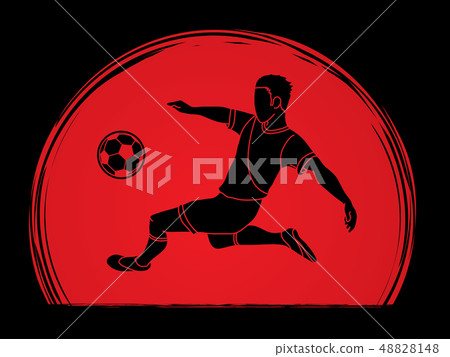 Soccer player somersault kick overhead kick vector 48828148