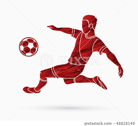 Soccer player somersault kick overhead kick vector Soccer player somersault kick overhead kick vector 48828149