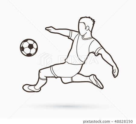Soccer player somersault kick overhead kick vector Soccer player somersault kick overhead kick vector 48828150