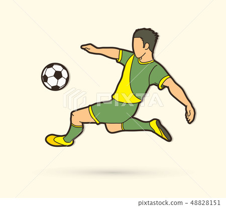 Soccer player somersault kick overhead kick vector Soccer player somersault kick overhead kick vector 48828151