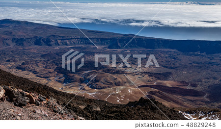 Huge gigapan view of Tenerife institute of astrophysics and crater over the clouds 48829248
