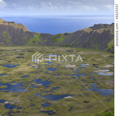 Rano Kau volcano, Easter island Rano Kau volcano, Easter island 48829387