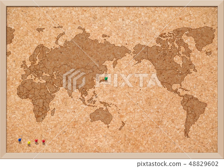 Corkboard世界地圖和推針 Corkboard世界地圖和推針 48829602
