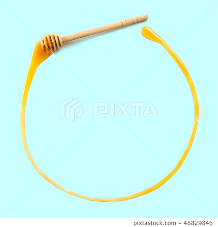 honey dipper with honey in circle form, copyspace honey dipper with honey in circle form, copyspace 48829846