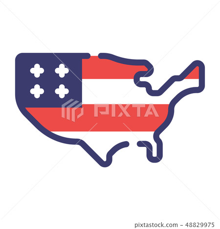USA FlatOutline illustration USA FlatOutline illustration 48829975