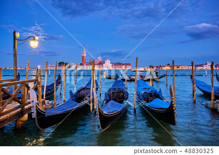San Giorgio Maggiore Church with full moon. Venice, Italy 48830325