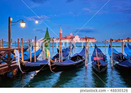 San Giorgio Maggiore Church with full moon. Venice, Italy San Giorgio Maggiore Church with full moon. Venice, Italy 48830326