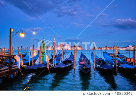 San Giorgio Maggiore Church with full moon. Venice, Italy 48830342