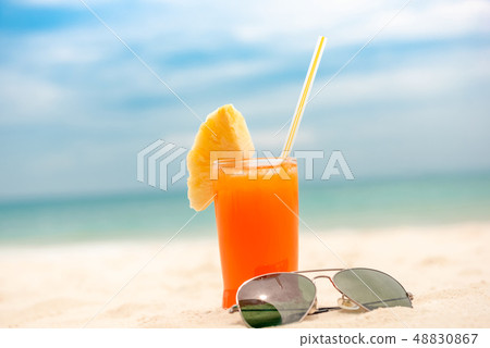 Refreshing tropical fruit juice drink at summer Refreshing tropical fruit juice drink at summer 48830867