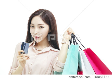 卡,信用卡,購物,購物者冬青,商界女強人,年輕的女人 卡,信用卡,購物,購物者冬青,商界女強人,年輕的女人 48831182