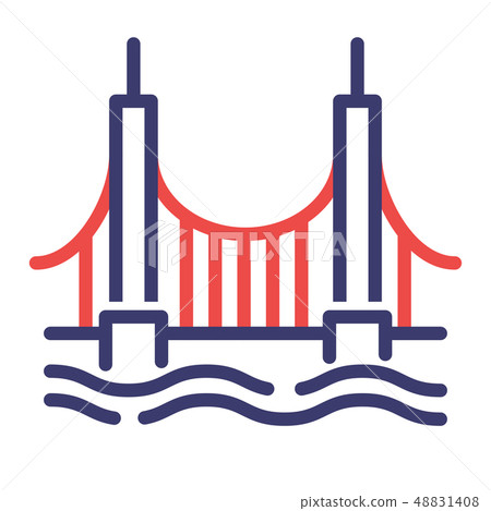 Golden gate bridge FlatOutline illustration 48831408