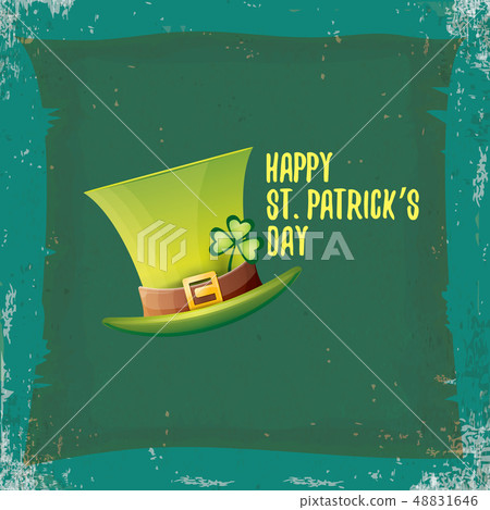 vector saint patricks day label with green hat and ribbon with text isolated on grunge green vector saint patricks day label with green hat and ribbon with text isolated on grunge green 48831646