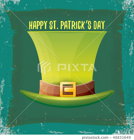 vector saint patricks day label with green hat and ribbon with text isolated on grunge green vector saint patricks day label with green hat and ribbon with text isolated on grunge green 48831649