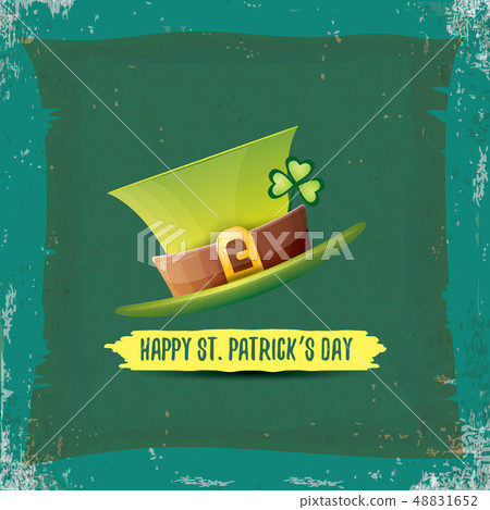 vector saint patricks day label with green hat and ribbon with text isolated on grunge green vector saint patricks day label with green hat and ribbon with text isolated on grunge green 48831652