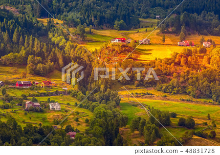 Norway mountain village landscape Norway mountain village landscape 48831728