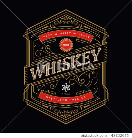 Whiskey antique frame Vintage border engraving Whiskey antique frame Vintage border engraving 48832675