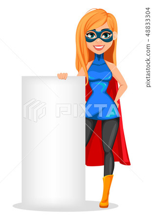Successful woman wearing superhero costume 48833304