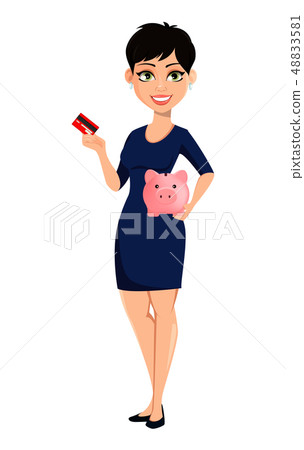 Happy modern business woman with short haircut Happy modern business woman with short haircut 48833581