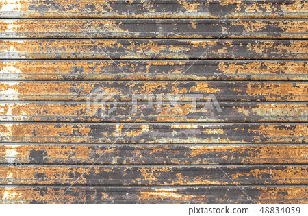 Rusty shutters of a garage. 48834059