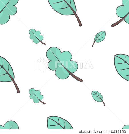 Vector illustration of leaves seamless pattern. Floral organic background. Hand drawn leaf texture. Vector illustration of leaves seamless pattern. Floral organic background. Hand drawn leaf texture. 48834160
