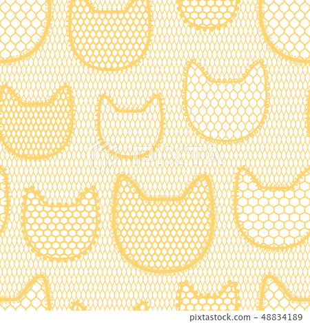 Seamless lace pattern with cats. Vintage textile. Seamless lace pattern with cats. Vintage textile. 48834189
